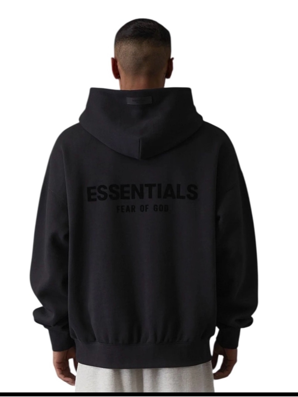 Essentials Fear of God Charcoal Black Logo Hoodie Small
